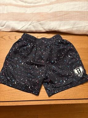 Boys Black Speckle Athletic Shorts with Logo
